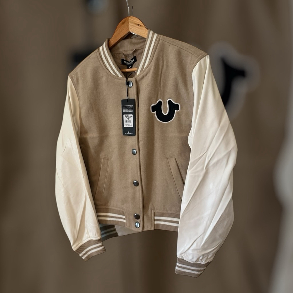 True Religion Wool Horseshoe Varsity Bomber Jacket Size Medium